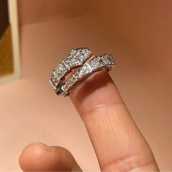 Serpenti Silver Crystal Adjustable Ring - Picture 4 of 12